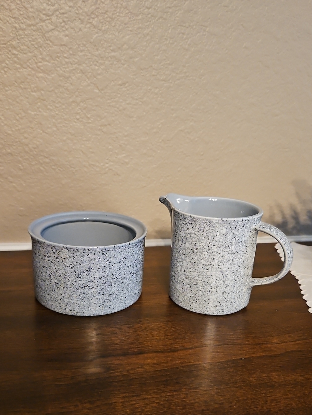Mikasa Speckled Ceramic Creamer and Sugar Set in Light Gray